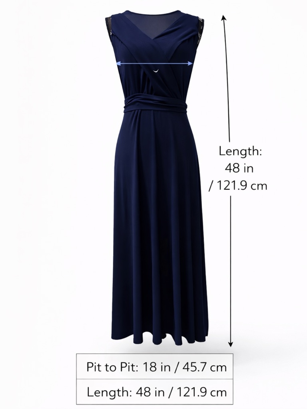 Lauren Ralph Lauren Navy Maxi Formal Gown Sleeveless Dress Size 4 - Picture 3 of 9